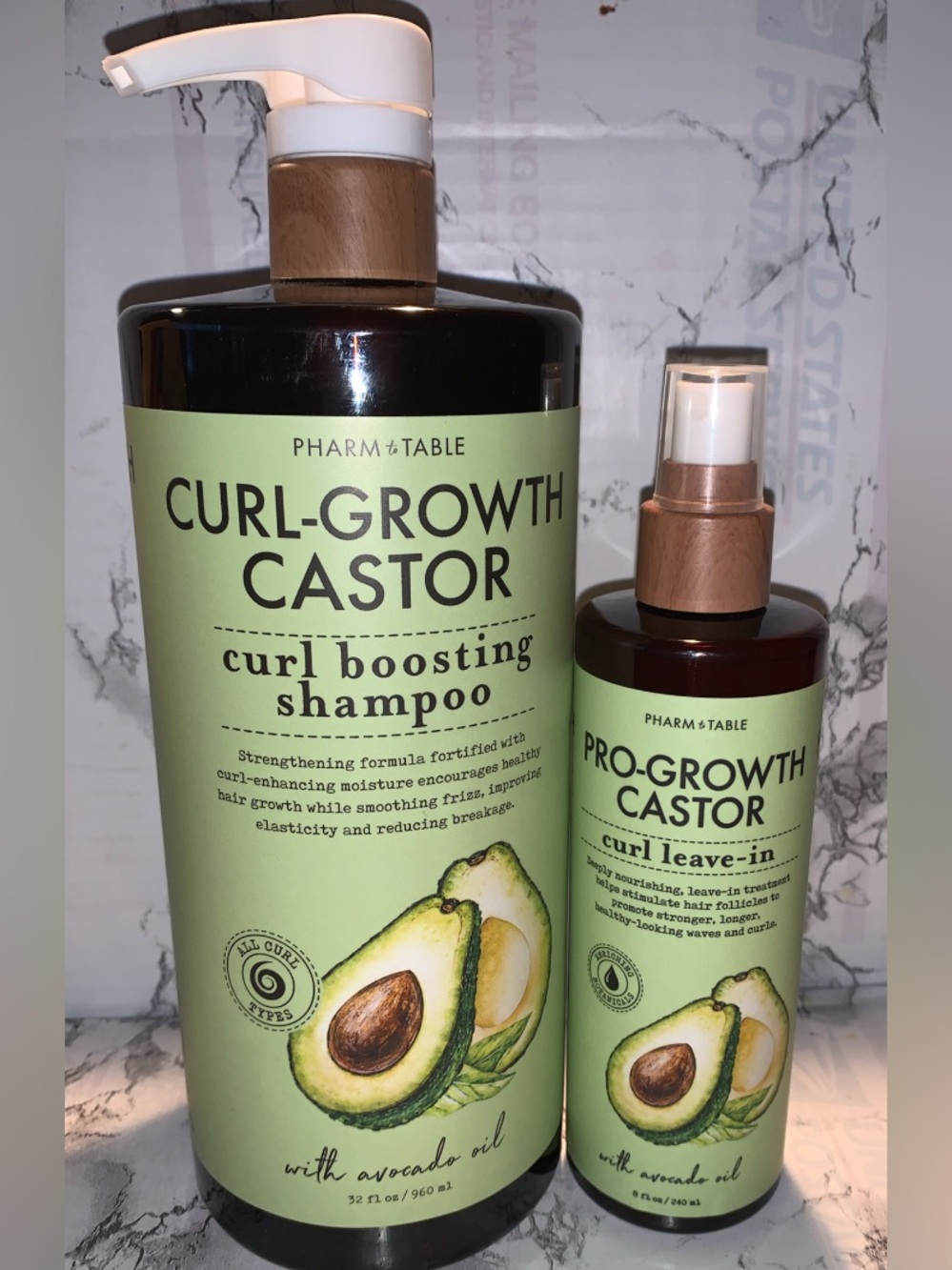 Pharm + Table Curl-Growth Castor Shampoo & Leave-In Duo - Green Avocado
